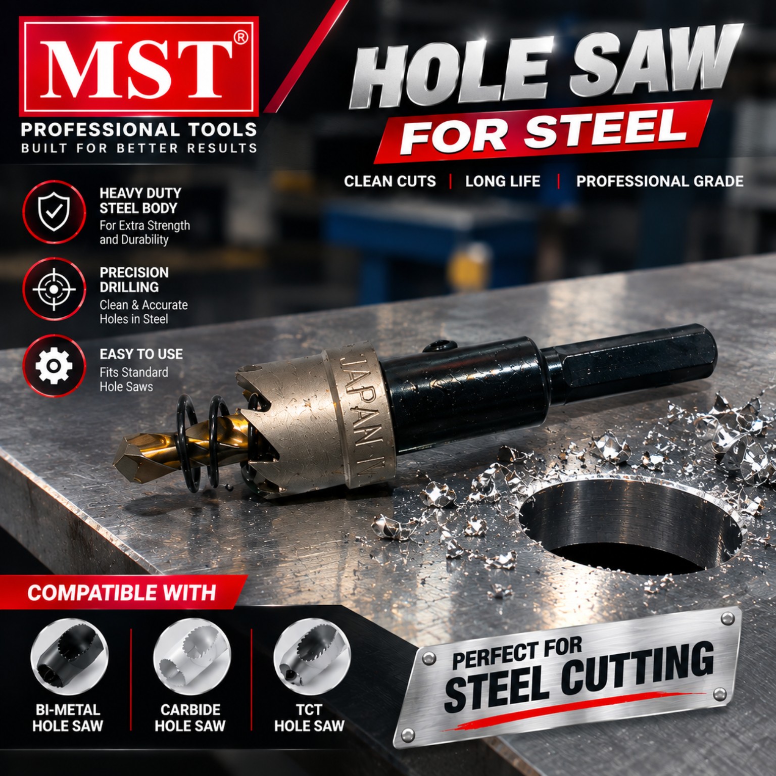 MST hole saw for steel